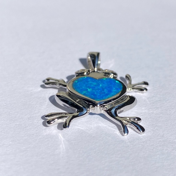 NWOT 925 sterling silver opal frog pendant 🐸 - Picture 7 of 13